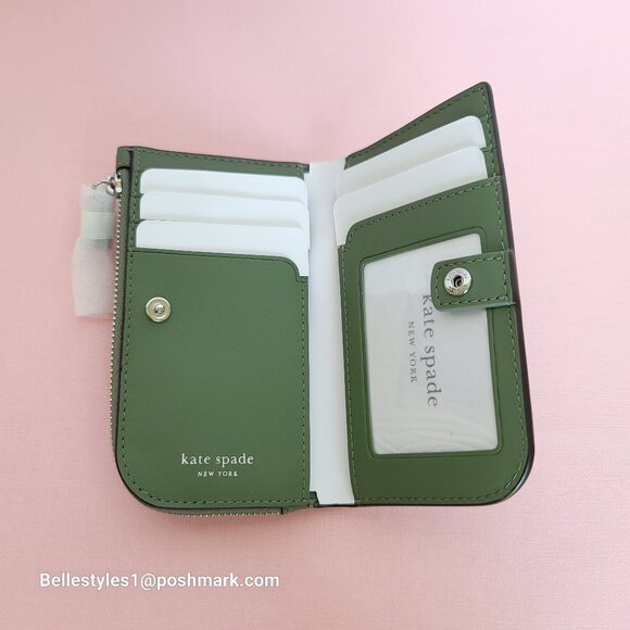 KATE SPADE Devin Painterly Bouquet SMALL Bifold Leather Wallet-Cedar Stand  🎈⭐ - Picture 13 of 16